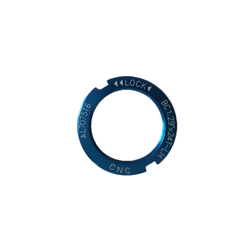 Contre écrou Pignon Fixe BC1.29"x24T CNC Alu Bleu 3 Contre écrou Pignon Fixe BC1.29"x24T CNC Alu Bleu